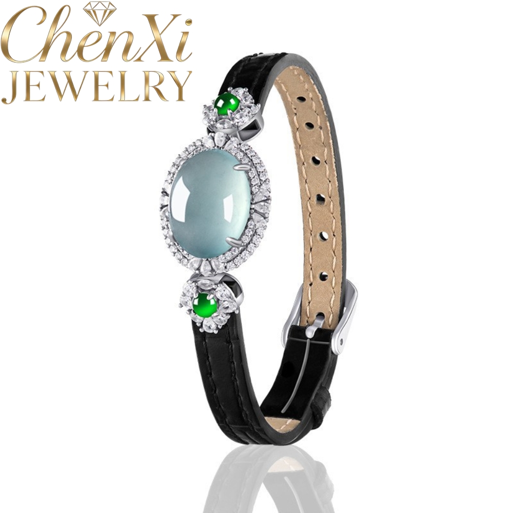 Luxury Watch Grade - Pulsera de Jadeíta Azul Natural de