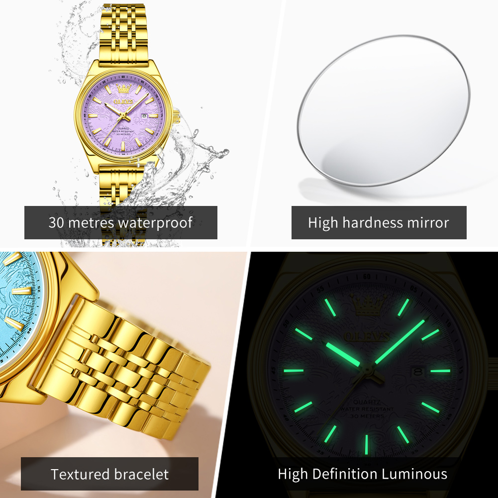Marca OLEVS, reloj dorado de l - Luxury Watch Index reseña y precio