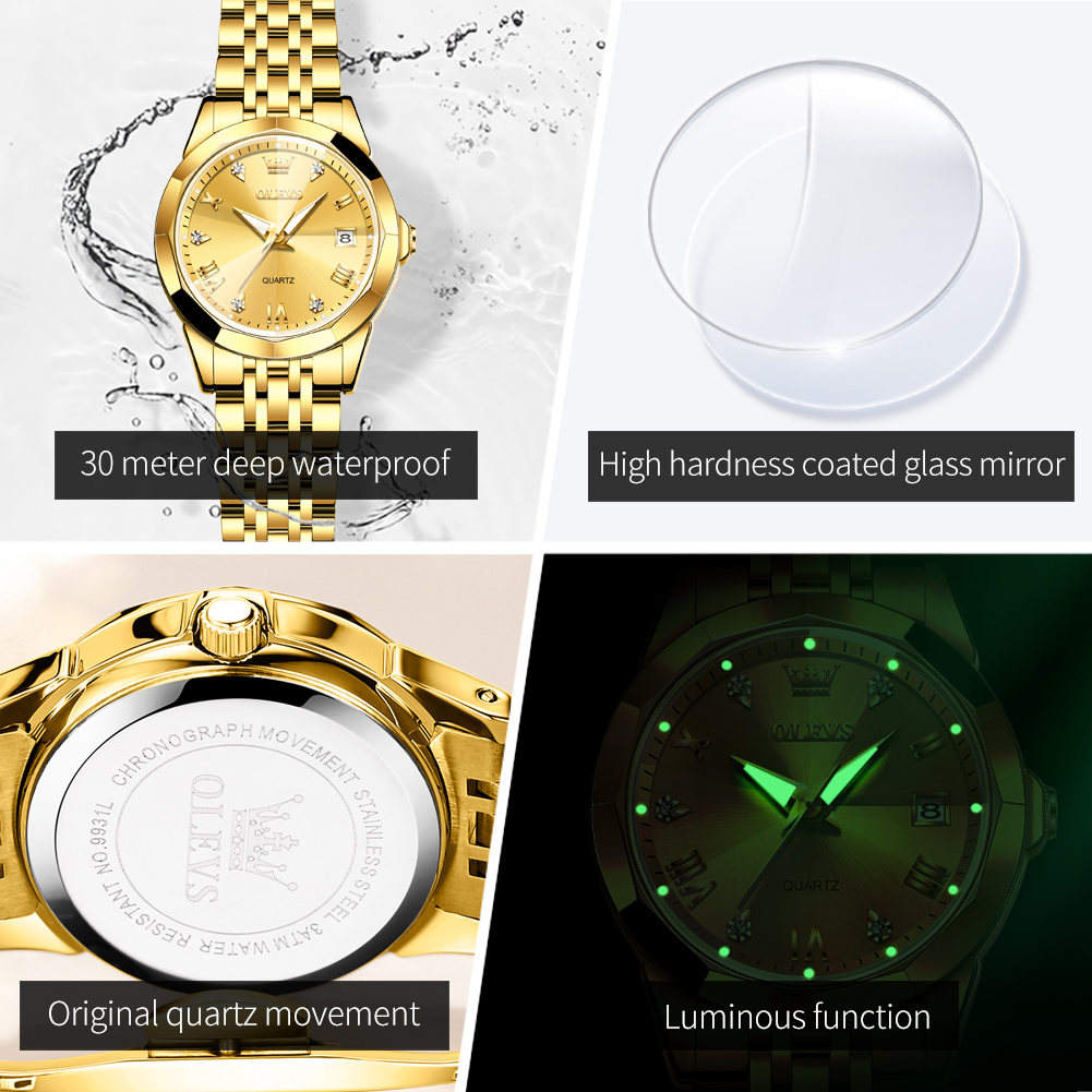 OLEVS, reloj dorado a la moda  - Luxury Watch Cheap reseña y precio