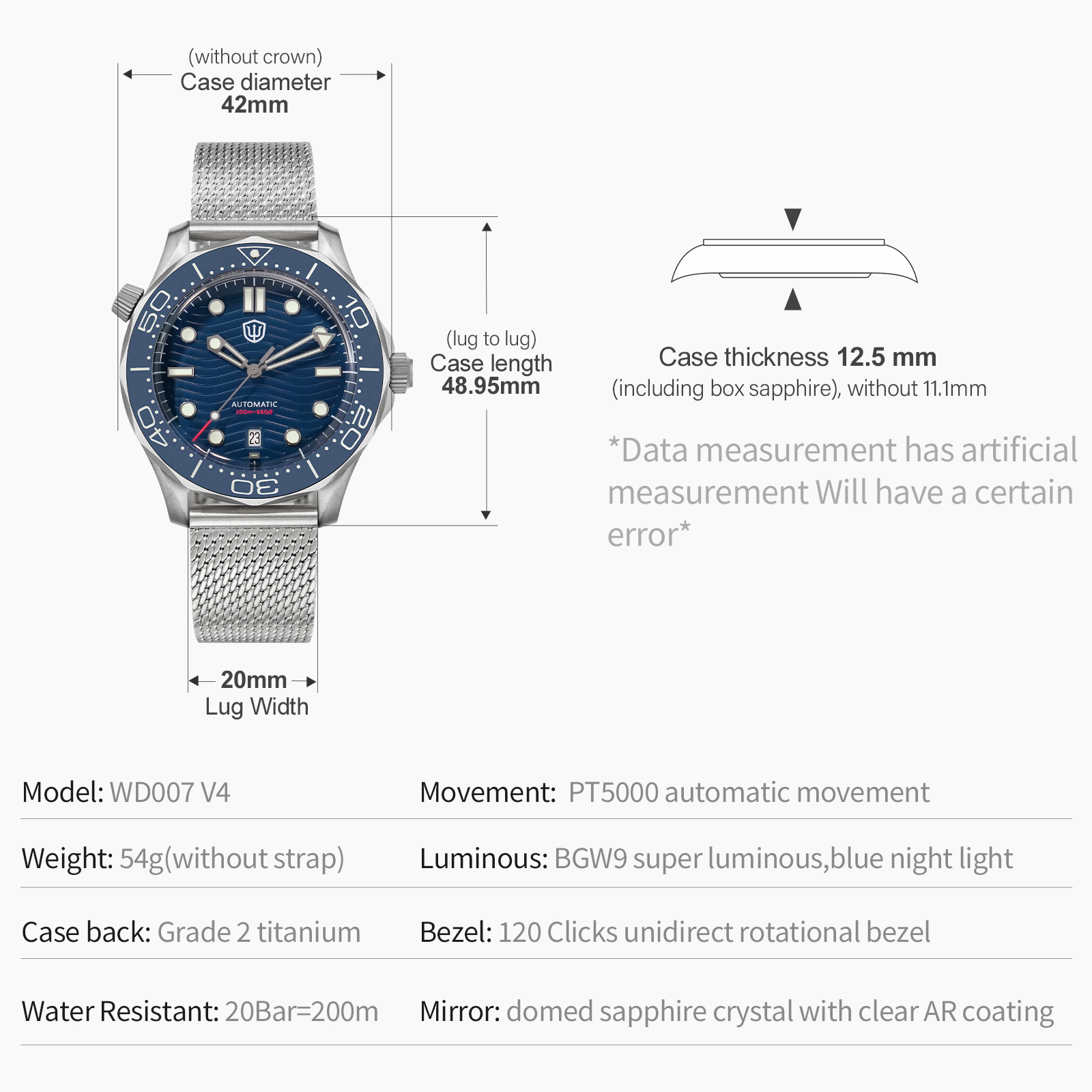 Reloj mecánico Watchdives WD00 - Luxury Watch Grade reseña y precio