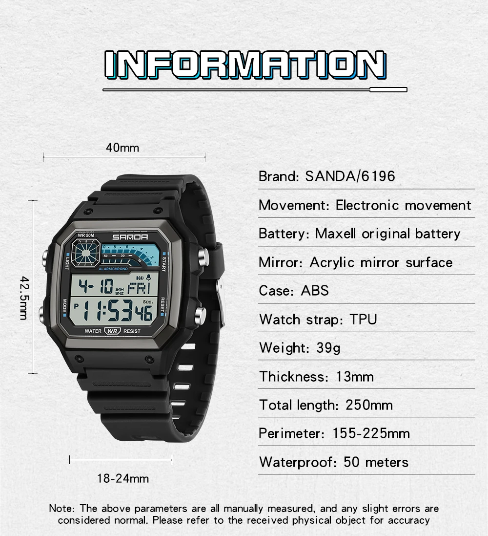Reloj electrónico SANDA 6196,  - Minute Repeater Watch reseña y precio